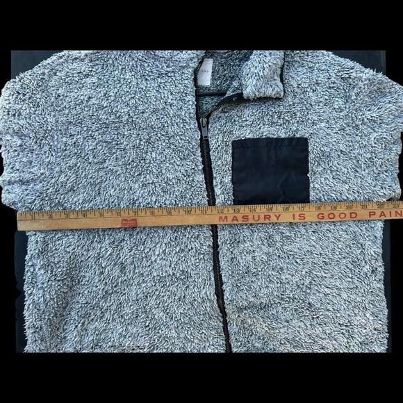 Copper Key Womens Jacket Gray Zip Up Mock Neck Faux Fur Fuzzy Long Sleeves L - Picture 6 of 6